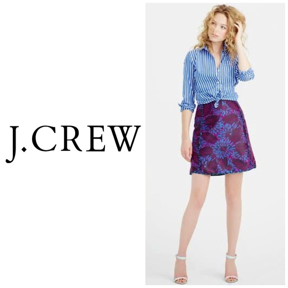 J Crew Midnight Floral Jacquard Mini Skirt